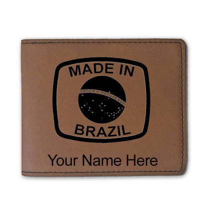 Faux Leather Bi-Fold Wallet, Made in Brazil, Personalized Engraving Included