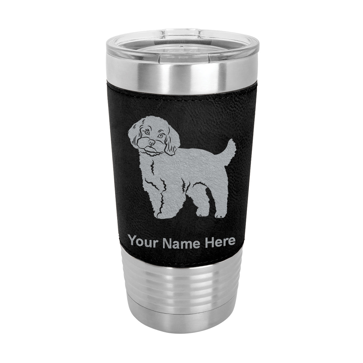 20oz Faux Leather Tumbler Mug, Maltese Dog, Personalized Engraving Included - LaserGram Custom Engraved Gifts