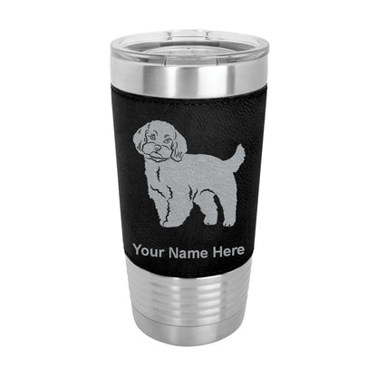 20oz Faux Leather Tumbler Mug, Maltese Dog, Personalized Engraving Included - LaserGram Custom Engraved Gifts