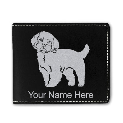 Faux Leather Bi-Fold Wallet, Maltese Dog, Personalized Engraving Included