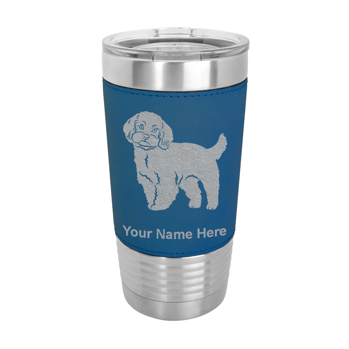 20oz Faux Leather Tumbler Mug, Maltese Dog, Personalized Engraving Included - LaserGram Custom Engraved Gifts