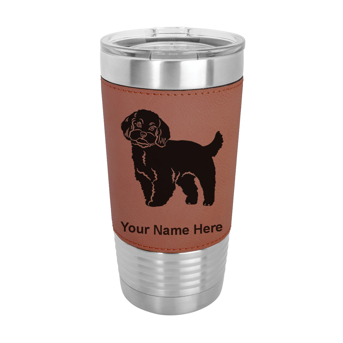 20oz Faux Leather Tumbler Mug, Maltese Dog, Personalized Engraving Included - LaserGram Custom Engraved Gifts