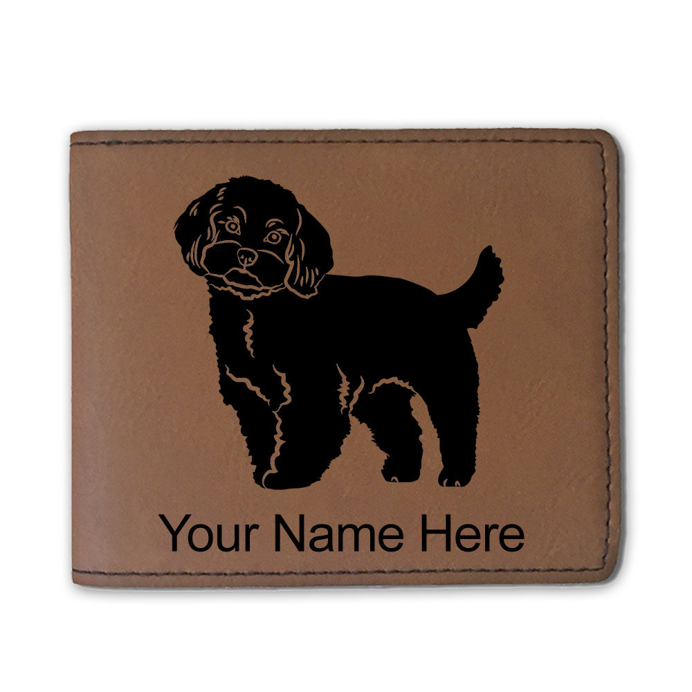 Faux Leather Bi-Fold Wallet, Maltese Dog, Personalized Engraving Included