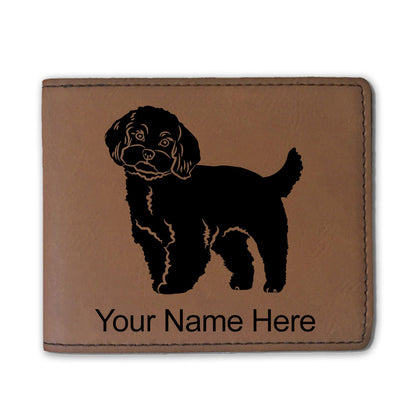 Faux Leather Bi-Fold Wallet, Maltese Dog, Personalized Engraving Included