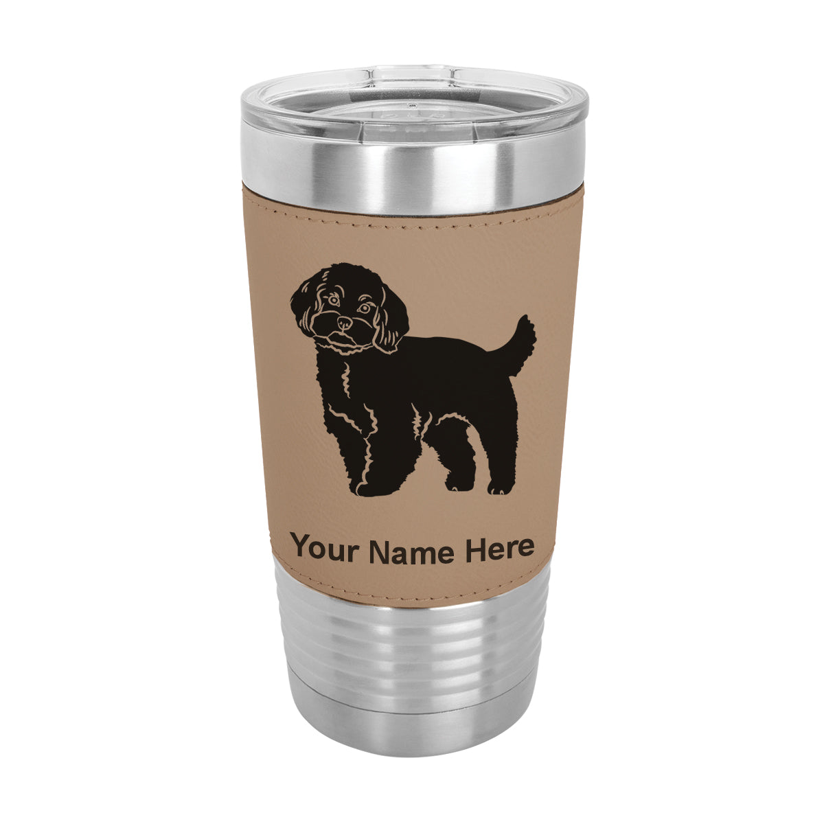 20oz Faux Leather Tumbler Mug, Maltese Dog, Personalized Engraving Included - LaserGram Custom Engraved Gifts