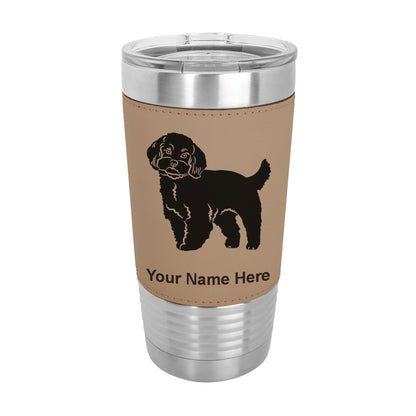 20oz Faux Leather Tumbler Mug, Maltese Dog, Personalized Engraving Included - LaserGram Custom Engraved Gifts