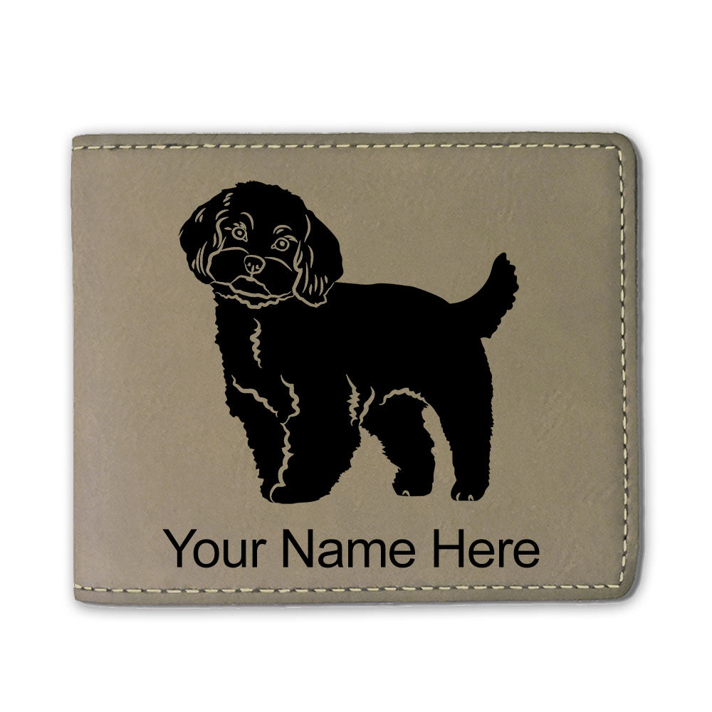 Faux Leather Bi-Fold Wallet, Maltese Dog, Personalized Engraving Included