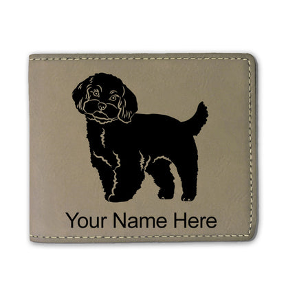 Faux Leather Bi-Fold Wallet, Maltese Dog, Personalized Engraving Included