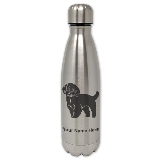 LaserGram Single Wall Water Bottle, Maltese Dog, Personalized Engraving Included