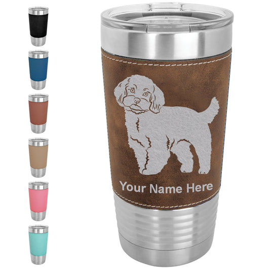 20oz Faux Leather Tumbler Mug, Maltese Dog, Personalized Engraving Included - LaserGram Custom Engraved Gifts