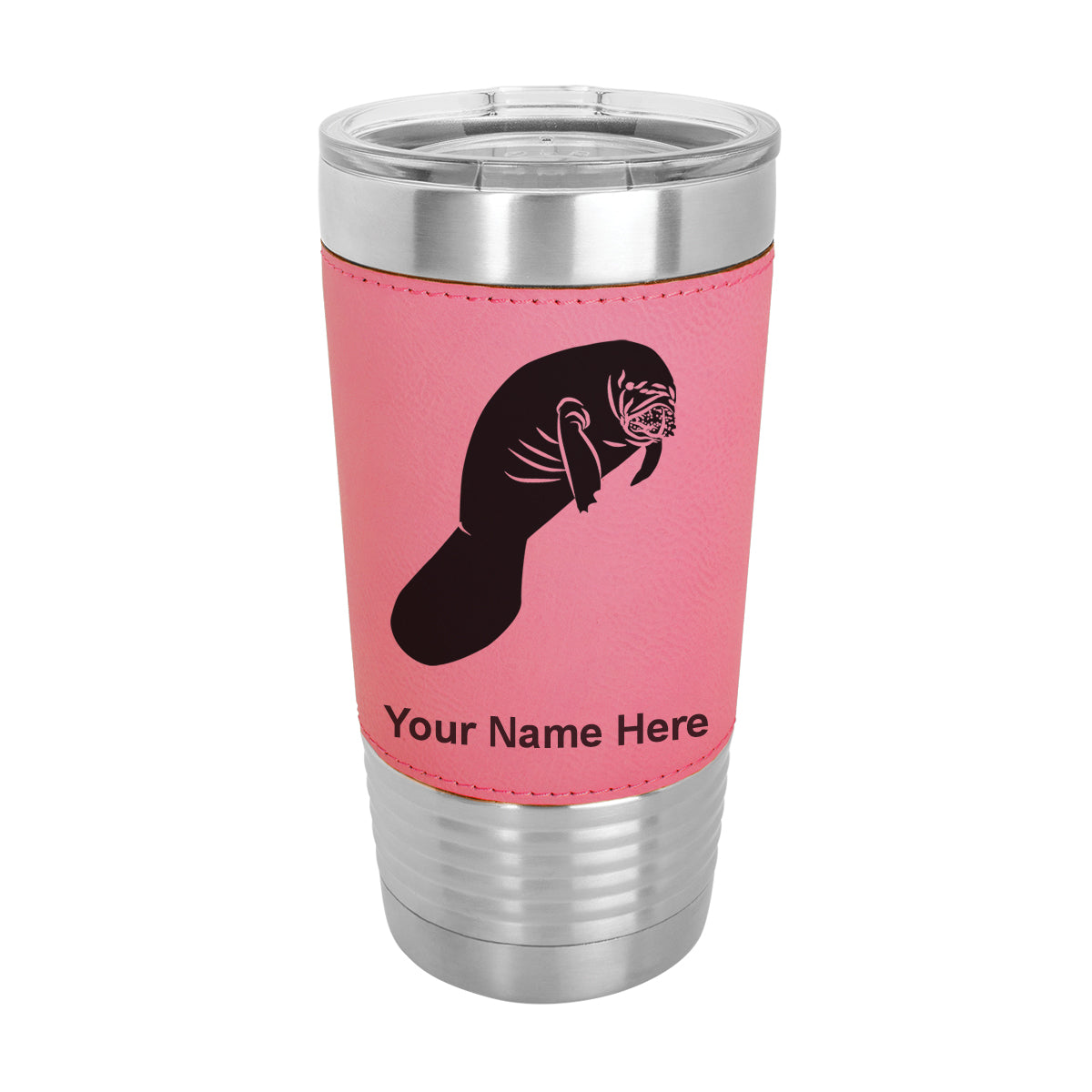 20oz Faux Leather Tumbler Mug, Manatee, Personalized Engraving Included - LaserGram Custom Engraved Gifts