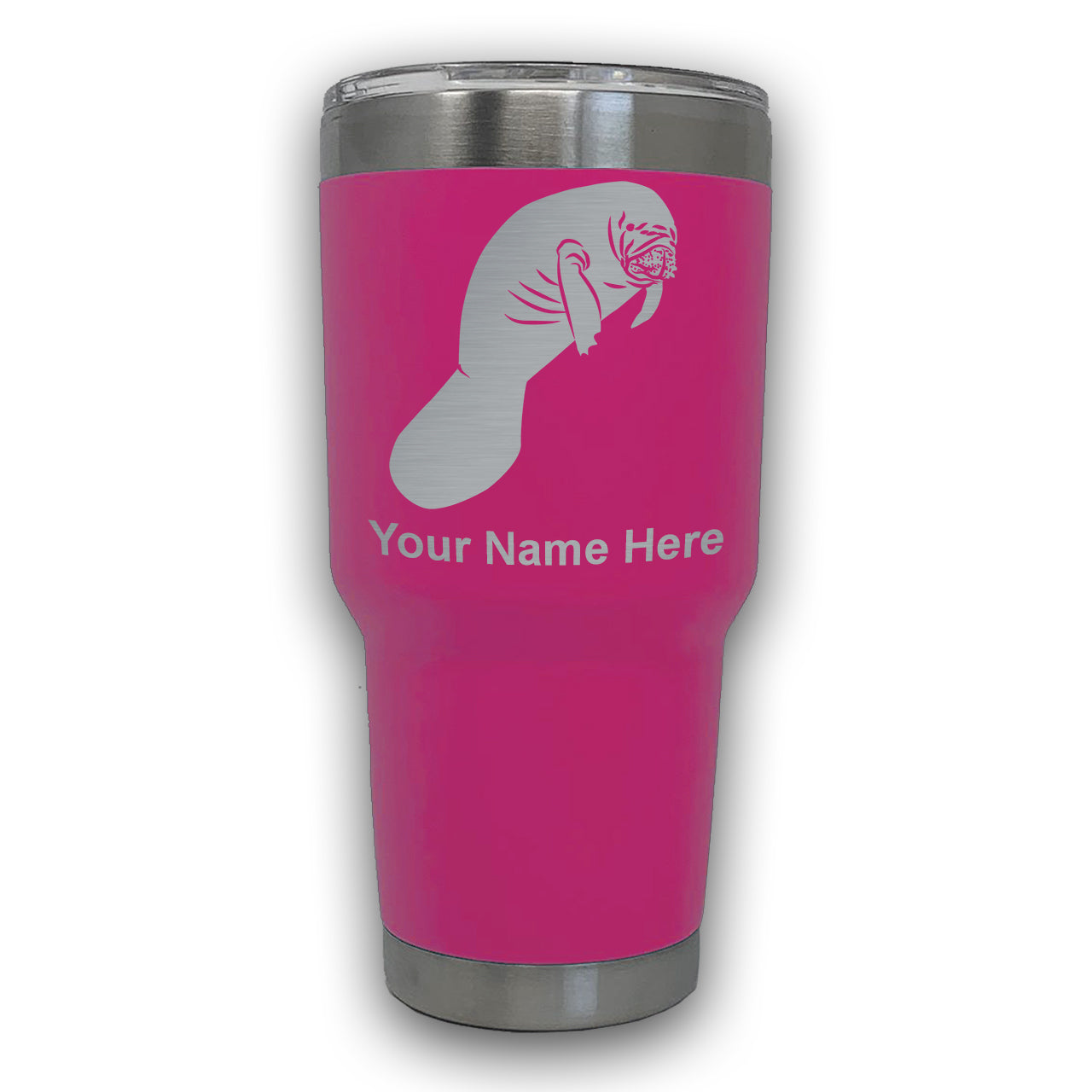 LaserGram 30oz Tumbler Mug, Manatee, Personalized Engraving Included