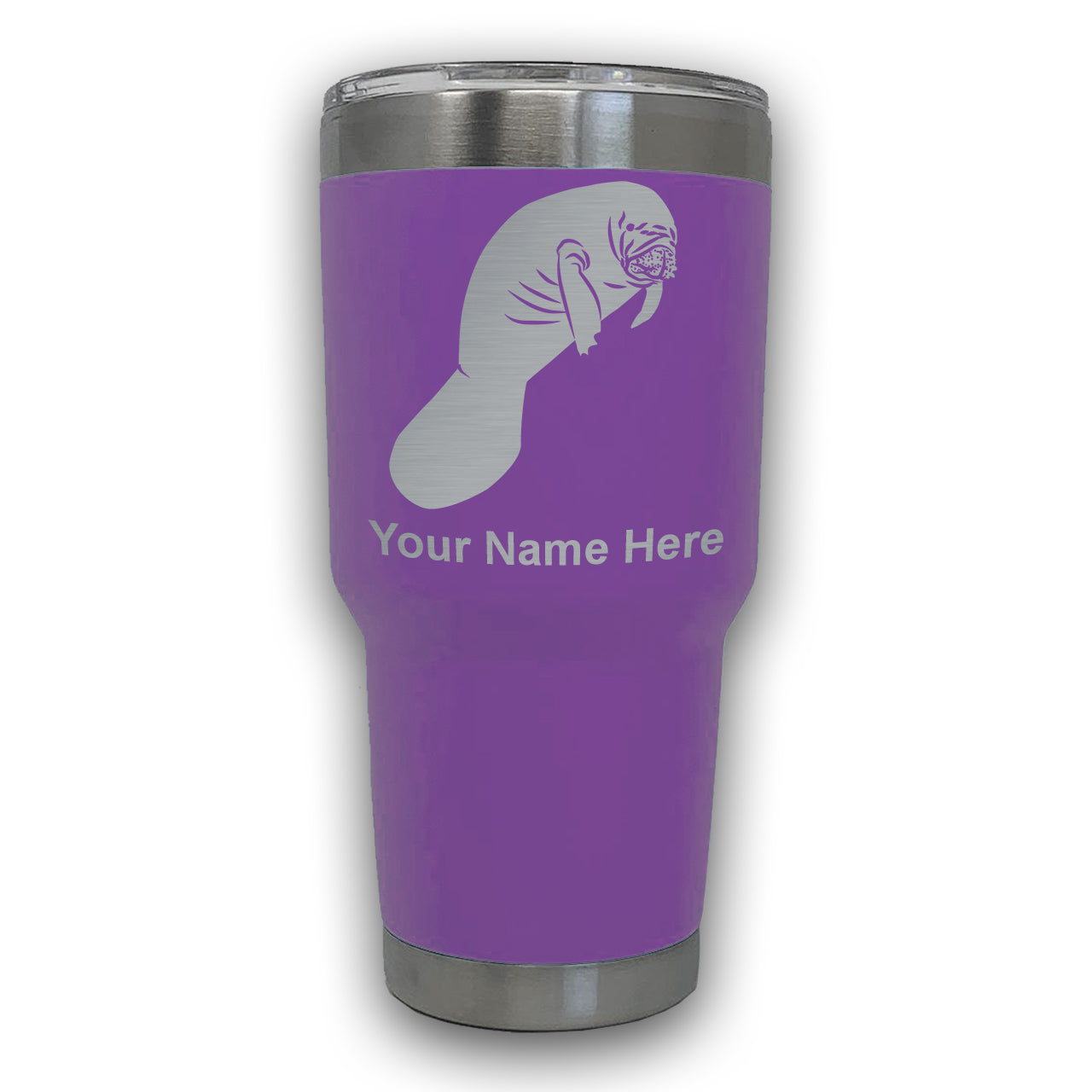 LaserGram 30oz Tumbler Mug, Manatee, Personalized Engraving Included