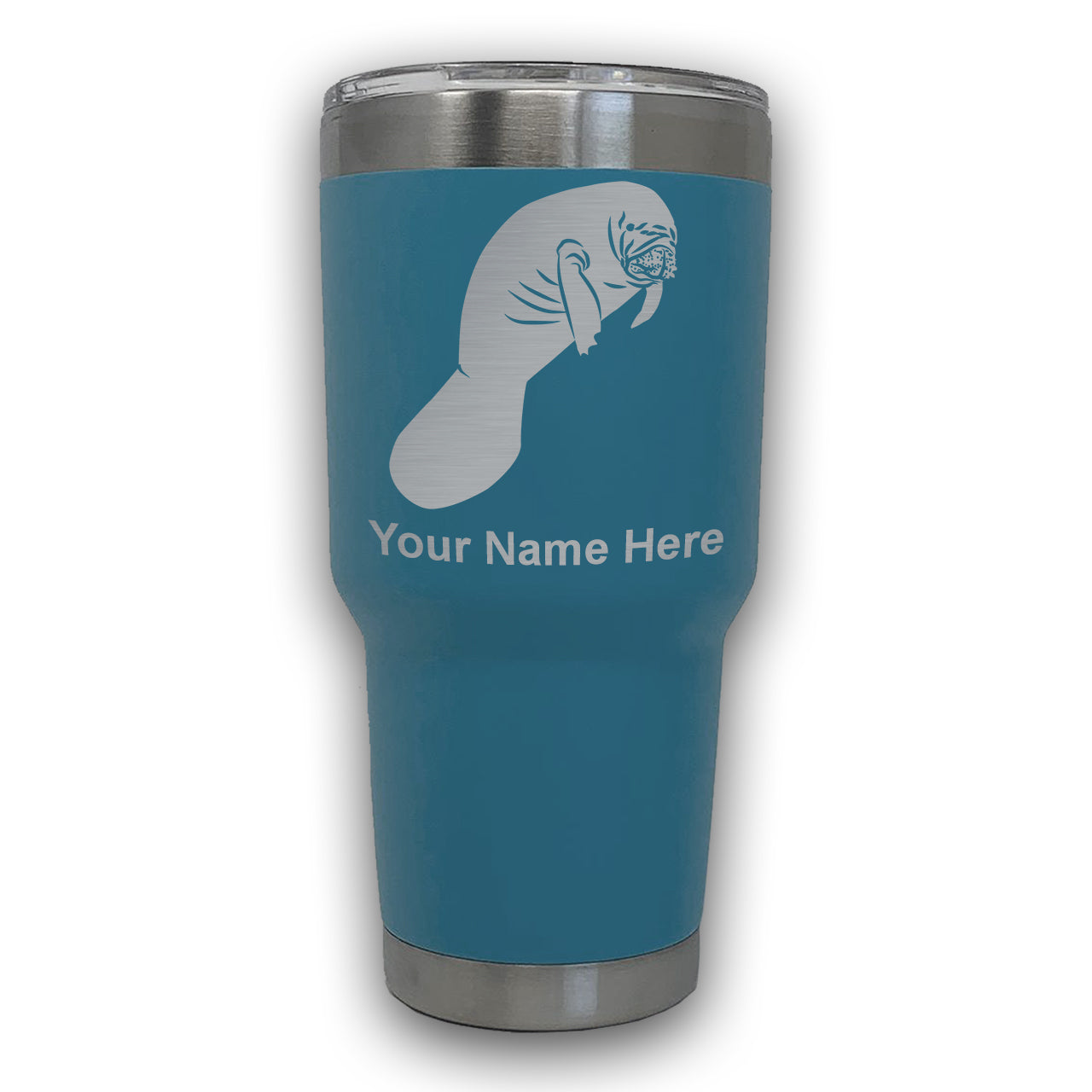 LaserGram 30oz Tumbler Mug, Manatee, Personalized Engraving Included