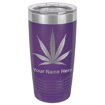 20oz Vacuum Insulated Tumbler Mug, Marijuana leaf, Personalized Engraving Included