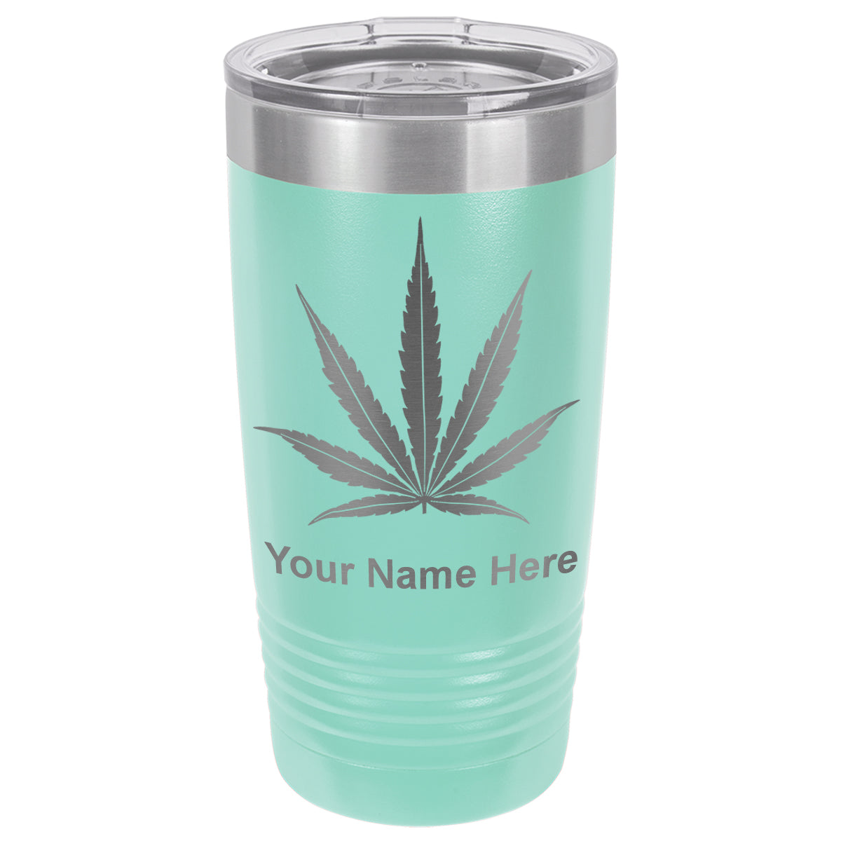 20oz Vacuum Insulated Tumbler Mug, Marijuana leaf, Personalized Engraving Included