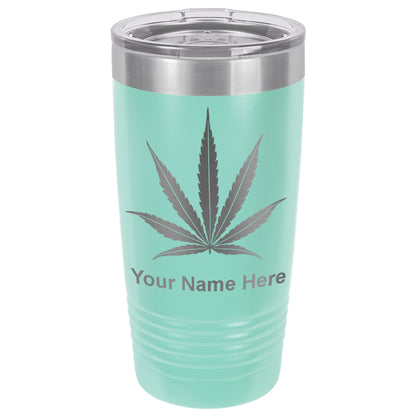 20oz Vacuum Insulated Tumbler Mug, Marijuana leaf, Personalized Engraving Included