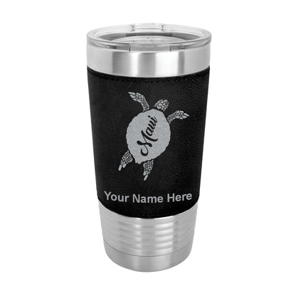 20oz Faux Leather Tumbler Mug, Maui Sea Turtle, Personalized Engraving Included - LaserGram Custom Engraved Gifts