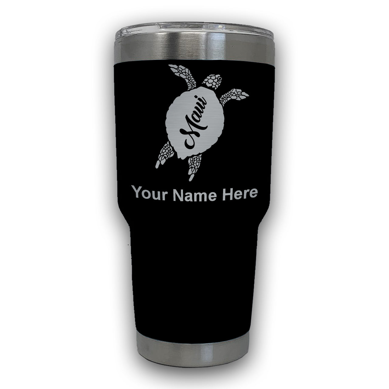 LaserGram 30oz Tumbler Mug, Maui Sea Turtle, Personalized Engraving Included
