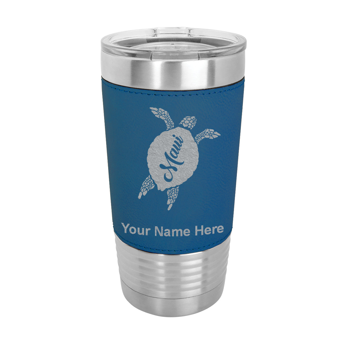 20oz Faux Leather Tumbler Mug, Maui Sea Turtle, Personalized Engraving Included - LaserGram Custom Engraved Gifts