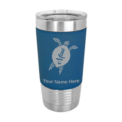 20oz Faux Leather Tumbler Mug, Maui Sea Turtle, Personalized Engraving Included - LaserGram Custom Engraved Gifts
