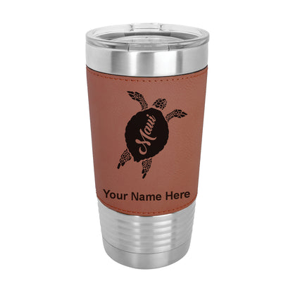 20oz Faux Leather Tumbler Mug, Maui Sea Turtle, Personalized Engraving Included - LaserGram Custom Engraved Gifts