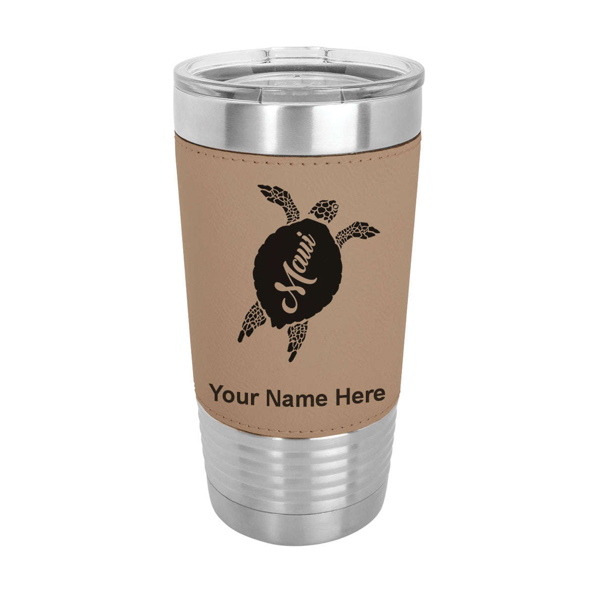 20oz Faux Leather Tumbler Mug, Maui Sea Turtle, Personalized Engraving Included - LaserGram Custom Engraved Gifts