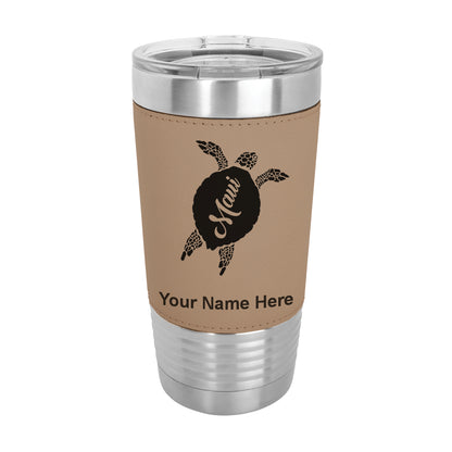 20oz Faux Leather Tumbler Mug, Maui Sea Turtle, Personalized Engraving Included - LaserGram Custom Engraved Gifts