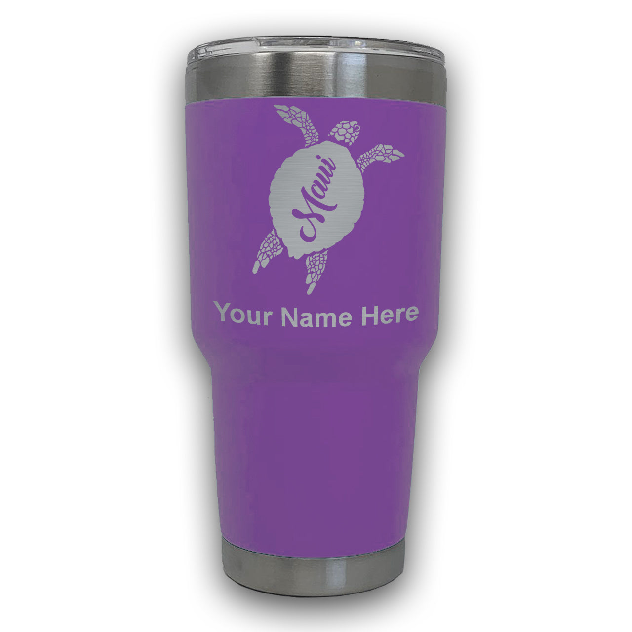 LaserGram 30oz Tumbler Mug, Maui Sea Turtle, Personalized Engraving Included