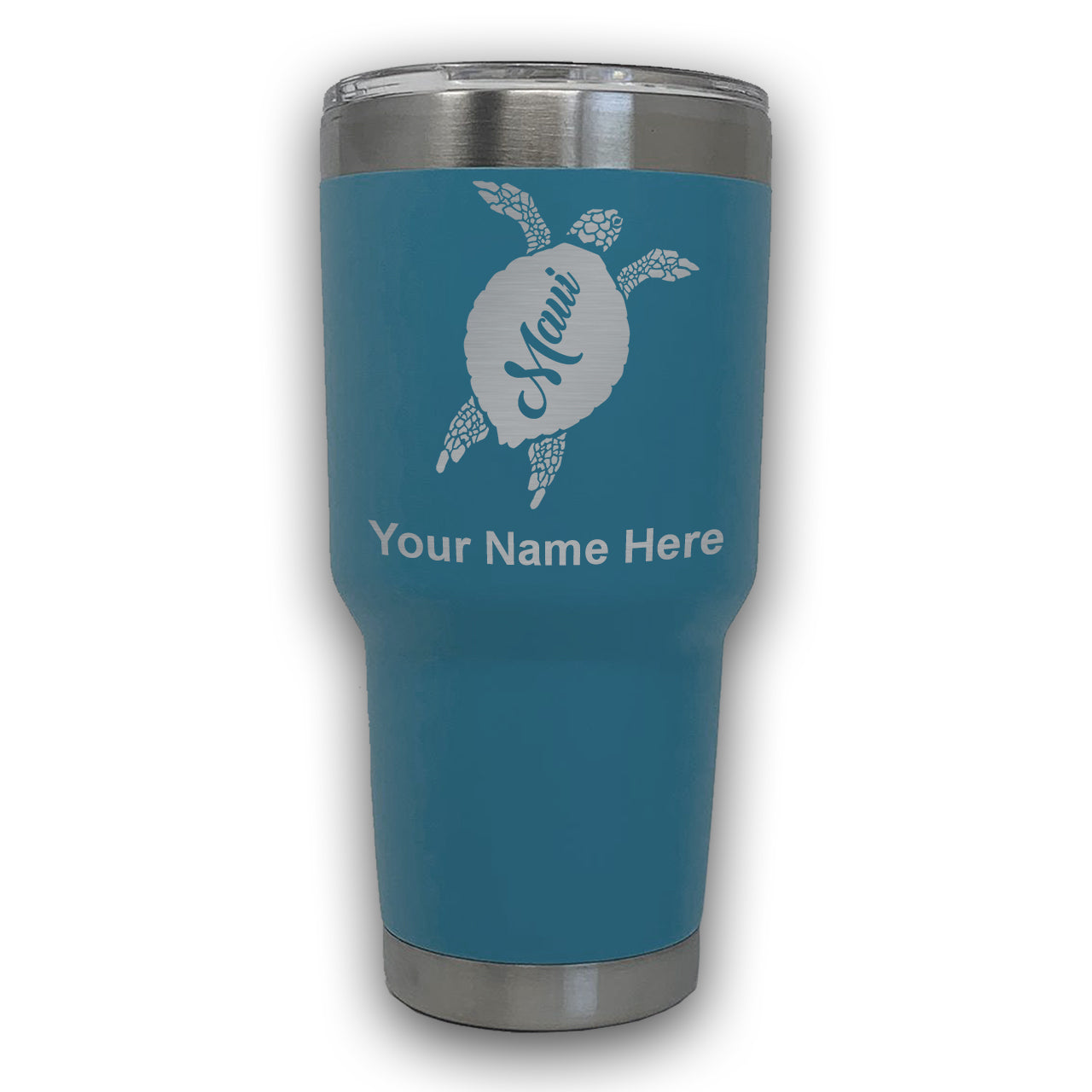 LaserGram 30oz Tumbler Mug, Maui Sea Turtle, Personalized Engraving Included