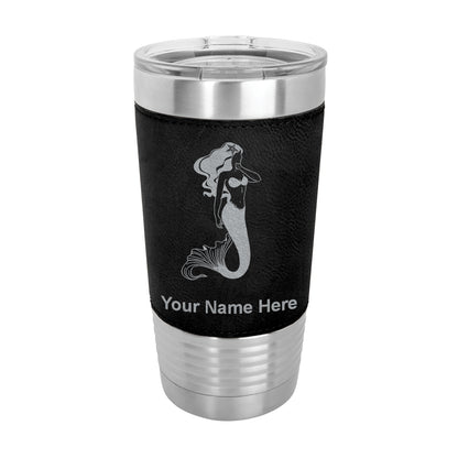 20oz Faux Leather Tumbler Mug, Mermaid, Personalized Engraving Included - LaserGram Custom Engraved Gifts
