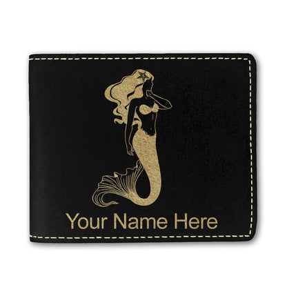 Faux Leather Bi-Fold Wallet, Mermaid, Personalized Engraving Included