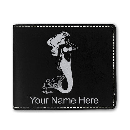 Faux Leather Bi-Fold Wallet, Mermaid, Personalized Engraving Included