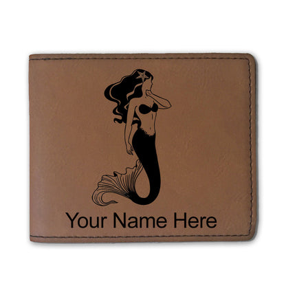 Faux Leather Bi-Fold Wallet, Mermaid, Personalized Engraving Included