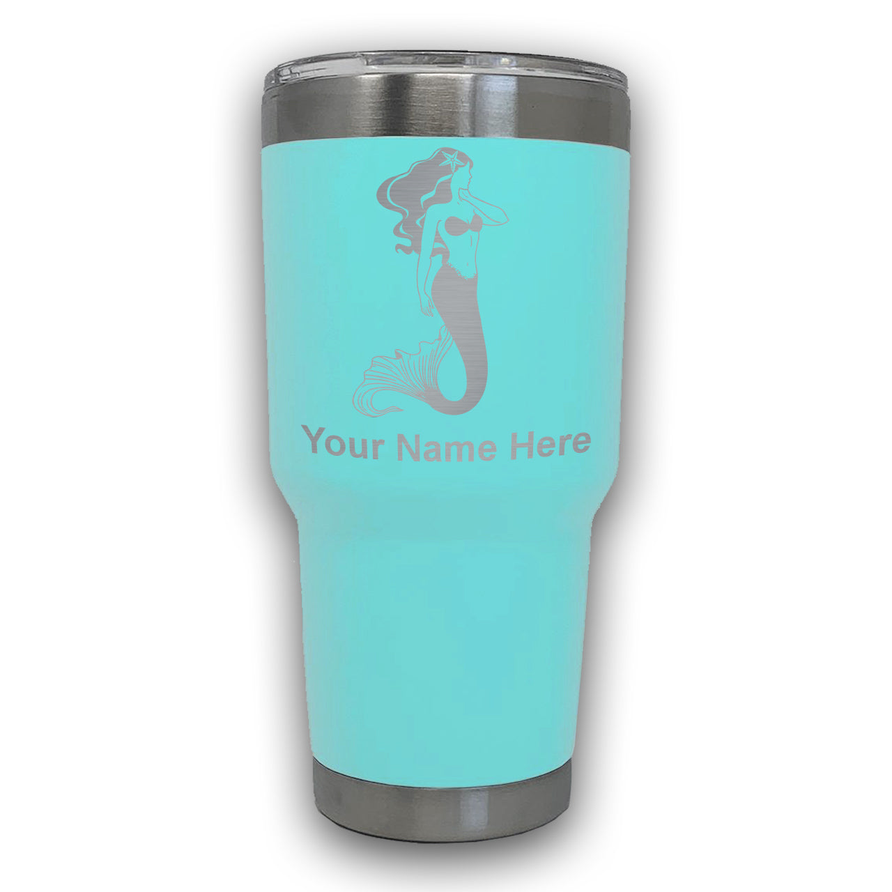 LaserGram 30oz Tumbler Mug, Mermaid, Personalized Engraving Included