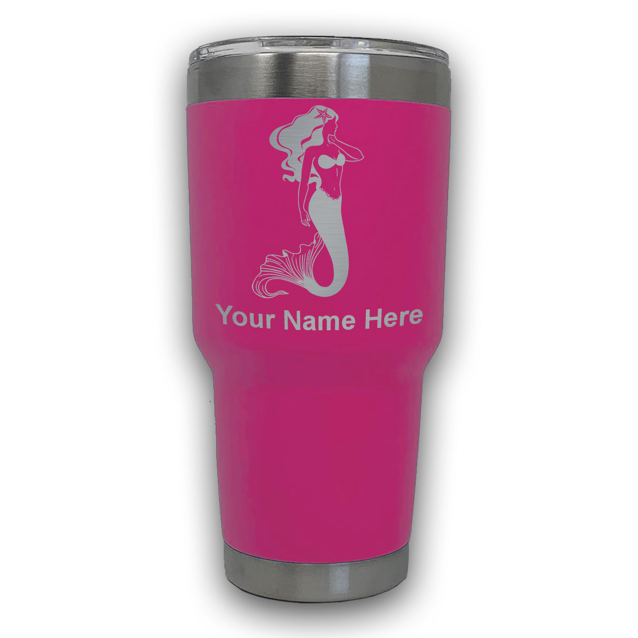 LaserGram 30oz Tumbler Mug, Mermaid, Personalized Engraving Included