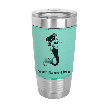20oz Faux Leather Tumbler Mug, Mermaid, Personalized Engraving Included - LaserGram Custom Engraved Gifts