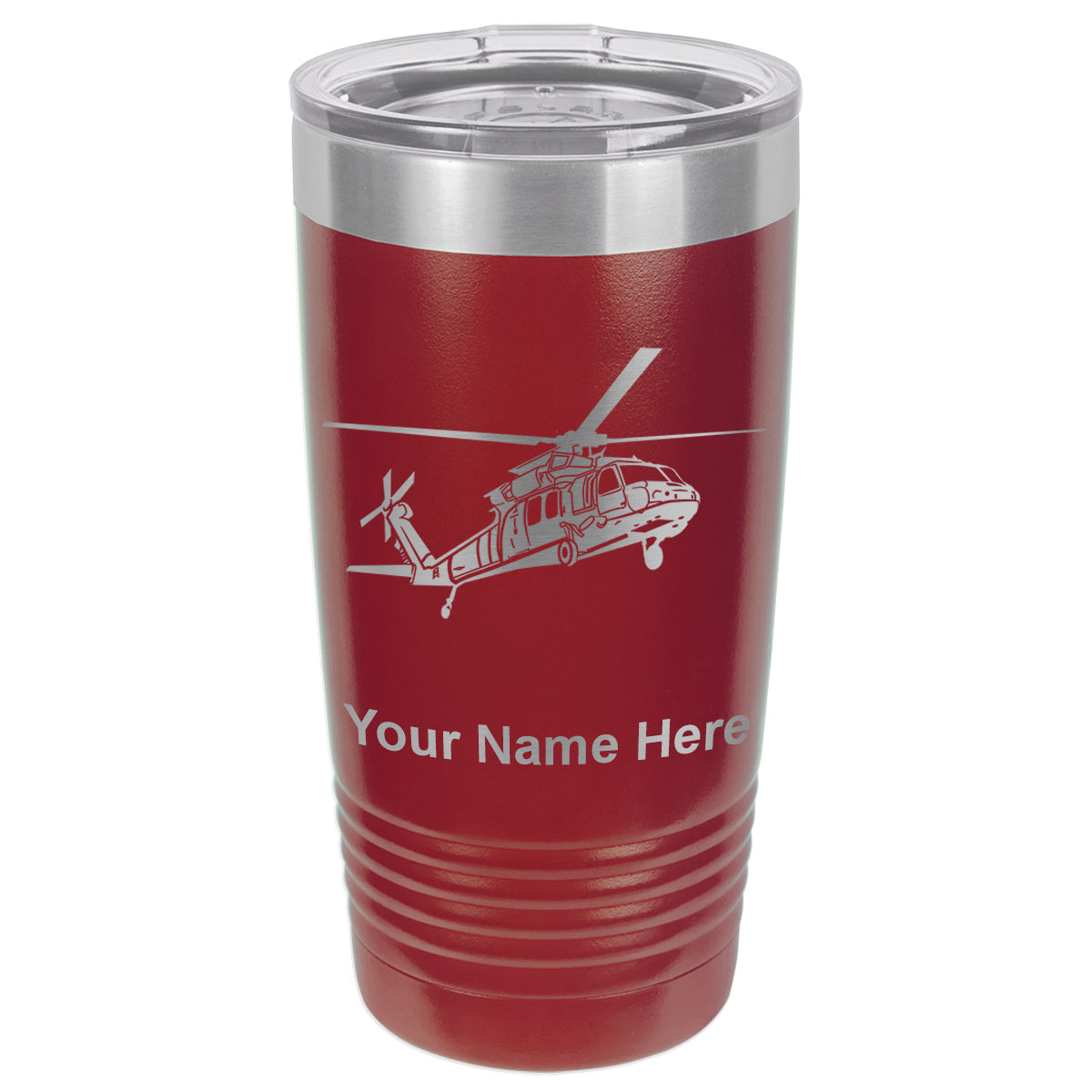 20oz Vacuum Insulated Tumbler Mug, Military Helicopter 1, Personalized Engraving Included