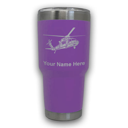 LaserGram 30oz Tumbler Mug, Military Helicopter 1, Personalized Engraving Included