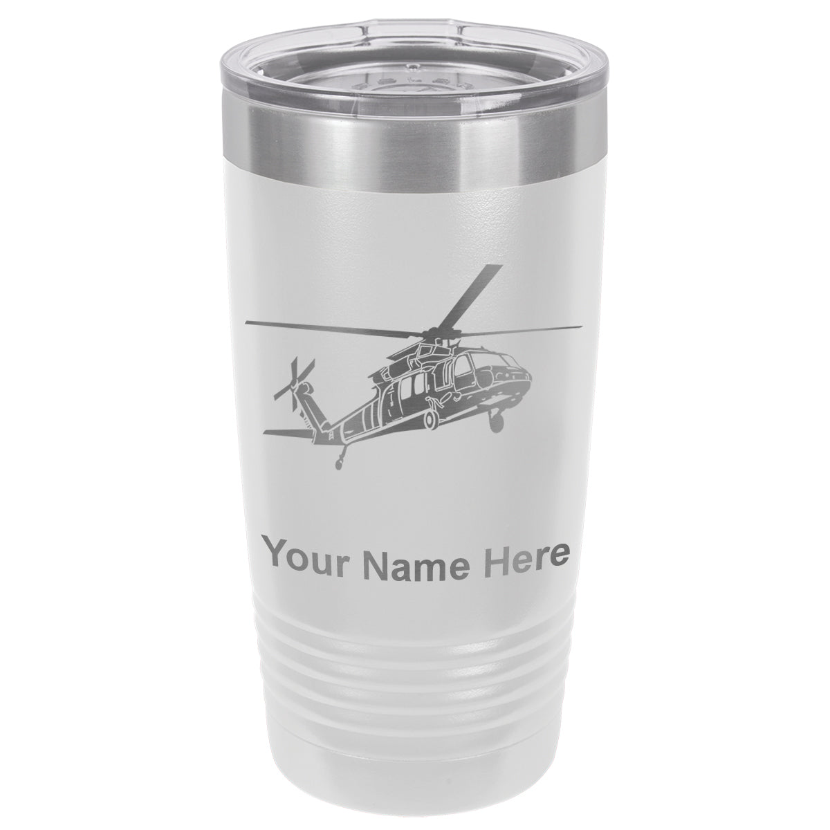 20oz Vacuum Insulated Tumbler Mug, Military Helicopter 1, Personalized Engraving Included