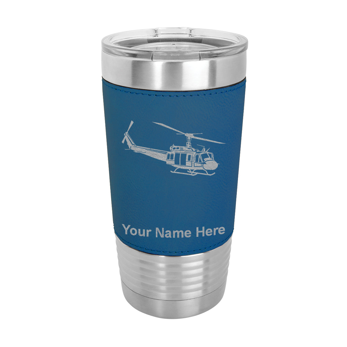 20oz Faux Leather Tumbler Mug, Military Helicopter 2, Personalized Engraving Included - LaserGram Custom Engraved Gifts
