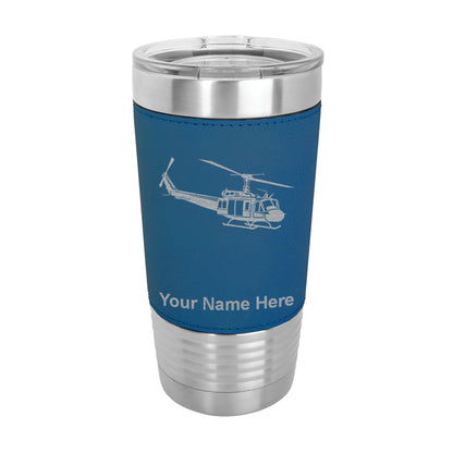 20oz Faux Leather Tumbler Mug, Military Helicopter 2, Personalized Engraving Included - LaserGram Custom Engraved Gifts