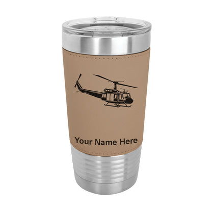 20oz Faux Leather Tumbler Mug, Military Helicopter 2, Personalized Engraving Included - LaserGram Custom Engraved Gifts