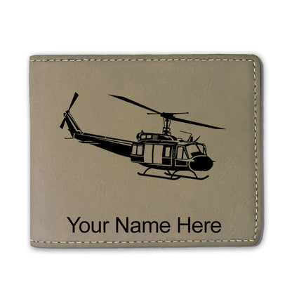 Faux Leather Bi-Fold Wallet, Military Helicopter 2, Personalized Engraving Included