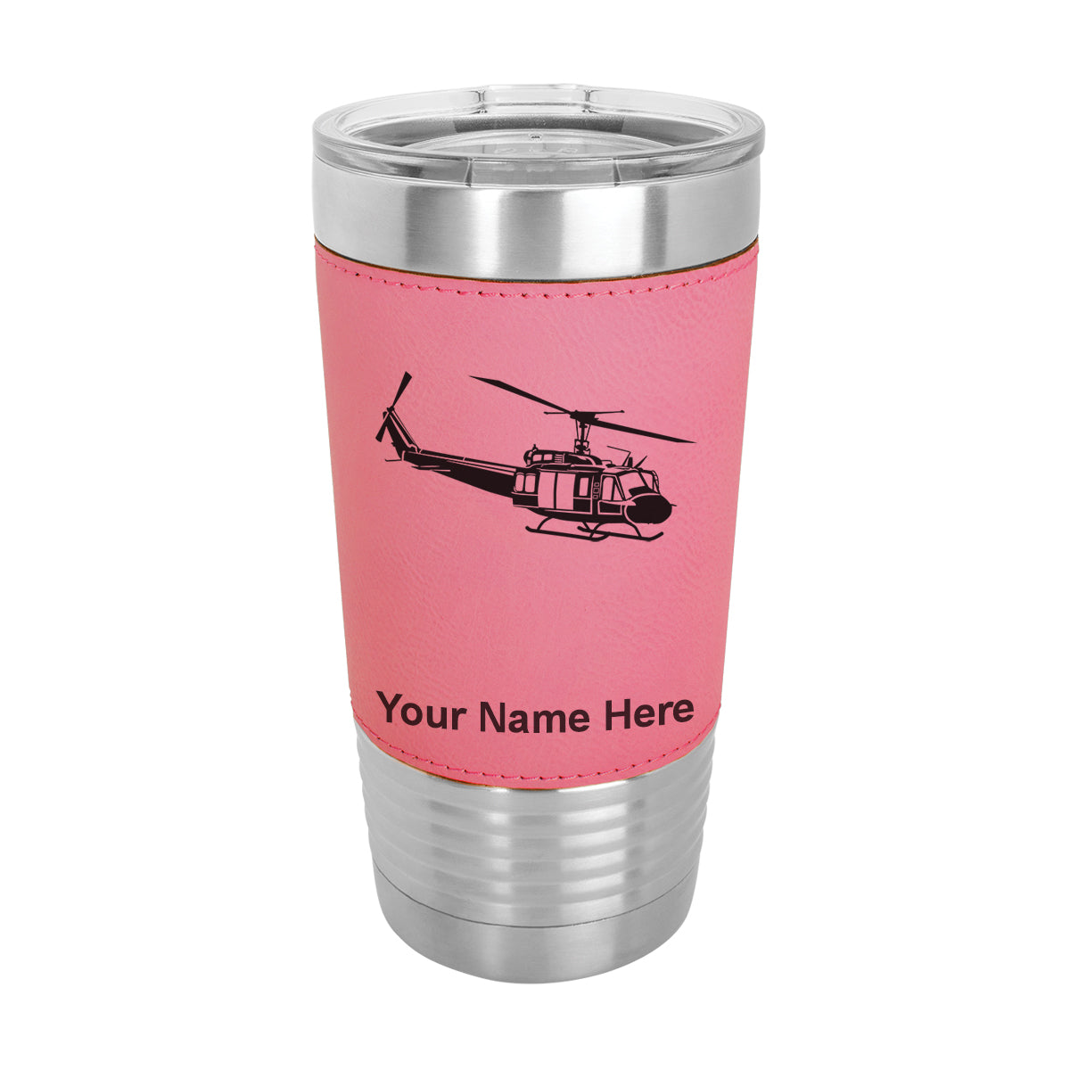 20oz Faux Leather Tumbler Mug, Military Helicopter 2, Personalized Engraving Included - LaserGram Custom Engraved Gifts