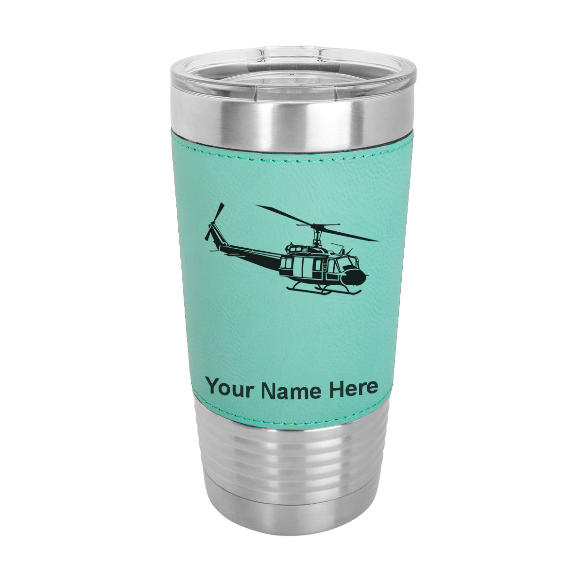 20oz Faux Leather Tumbler Mug, Military Helicopter 2, Personalized Engraving Included - LaserGram Custom Engraved Gifts