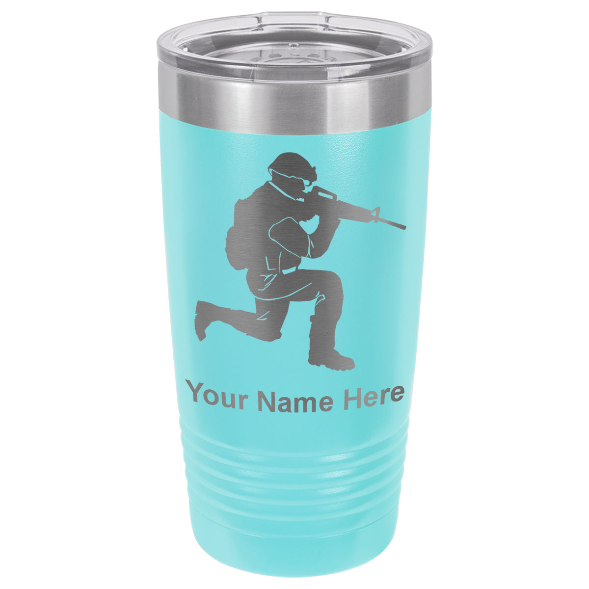 20oz Vacuum Insulated Tumbler Mug, Military Soldier, Personalized Engraving Included