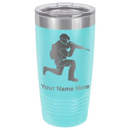 20oz Vacuum Insulated Tumbler Mug, Military Soldier, Personalized Engraving Included