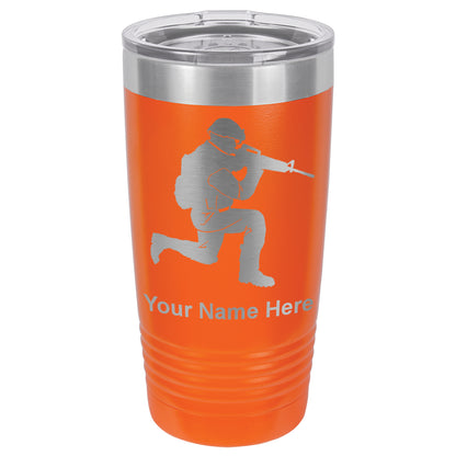 20oz Vacuum Insulated Tumbler Mug, Military Soldier, Personalized Engraving Included