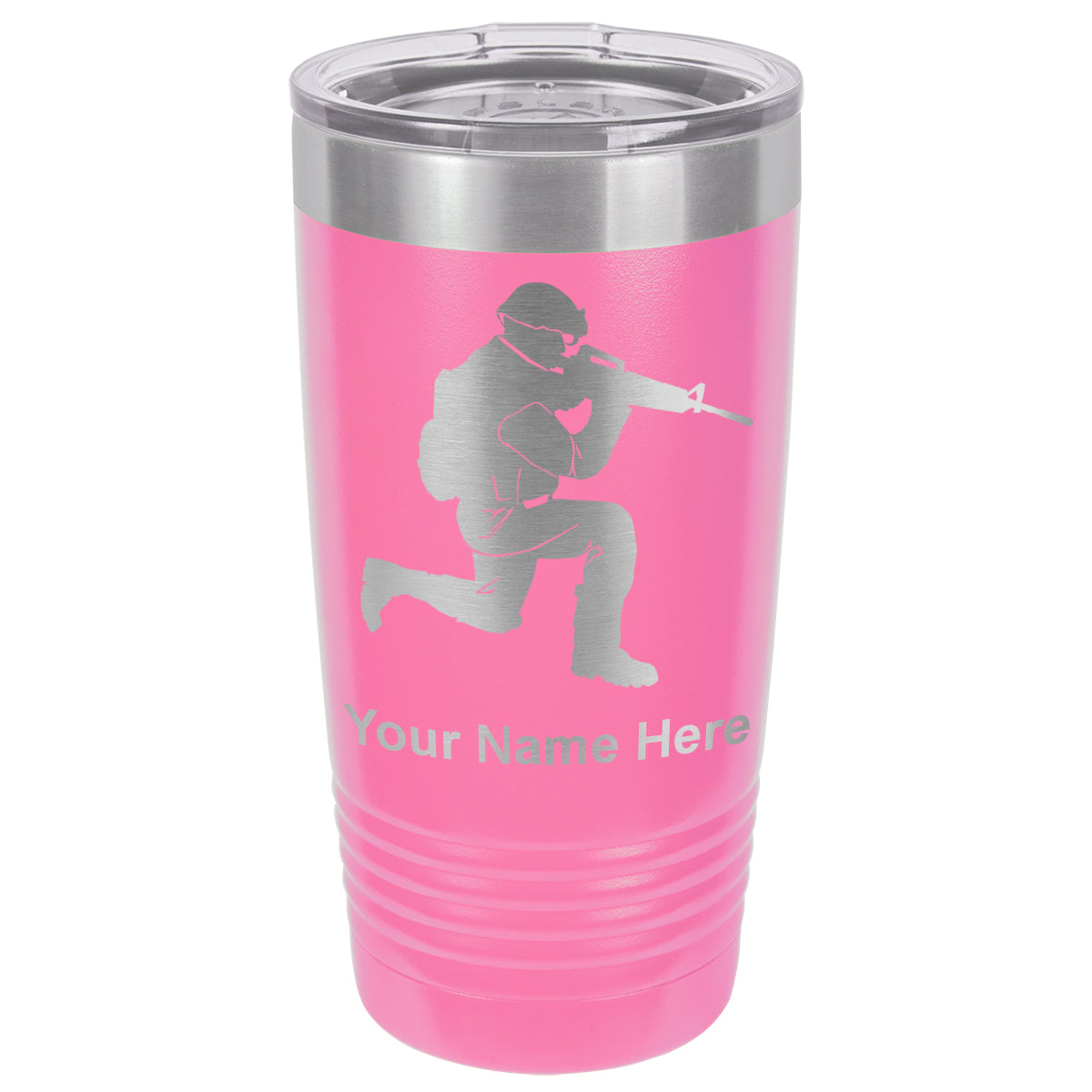 20oz Vacuum Insulated Tumbler Mug, Military Soldier, Personalized Engraving Included